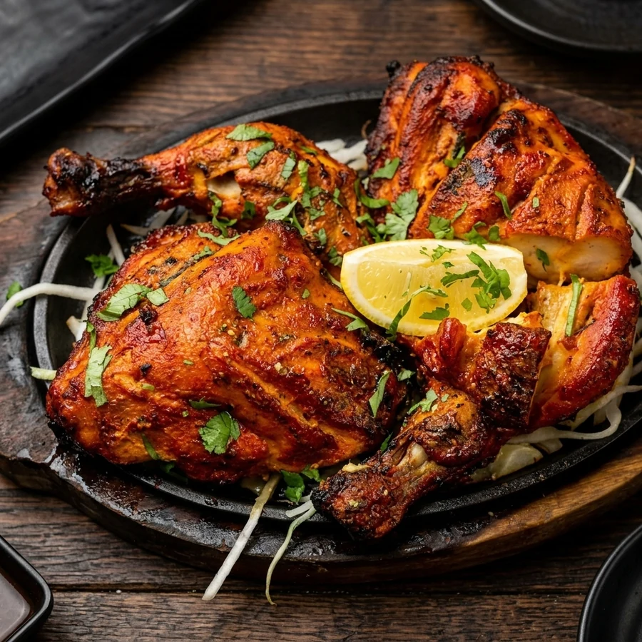 Charcoal-grilled Tandoori Chicken from the clay oven at Taste of India Express in Sherwood Park