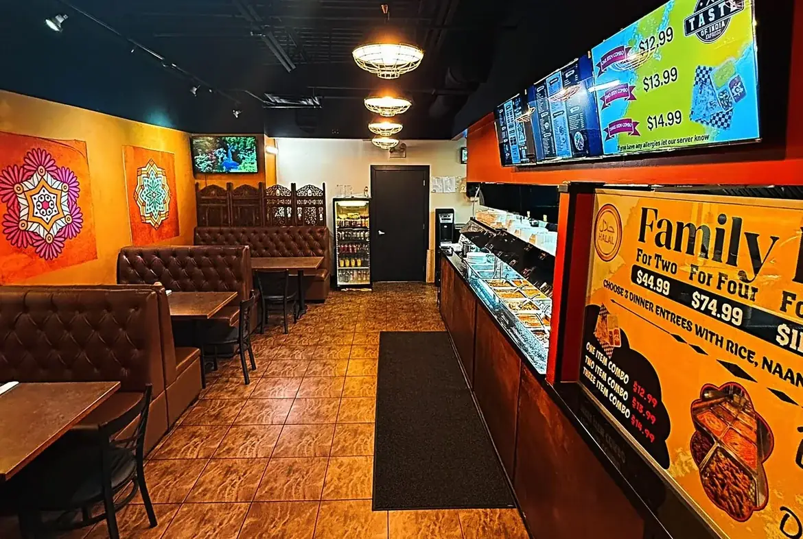 Dining room at Taste of India Express in Sherwood Park Plaza